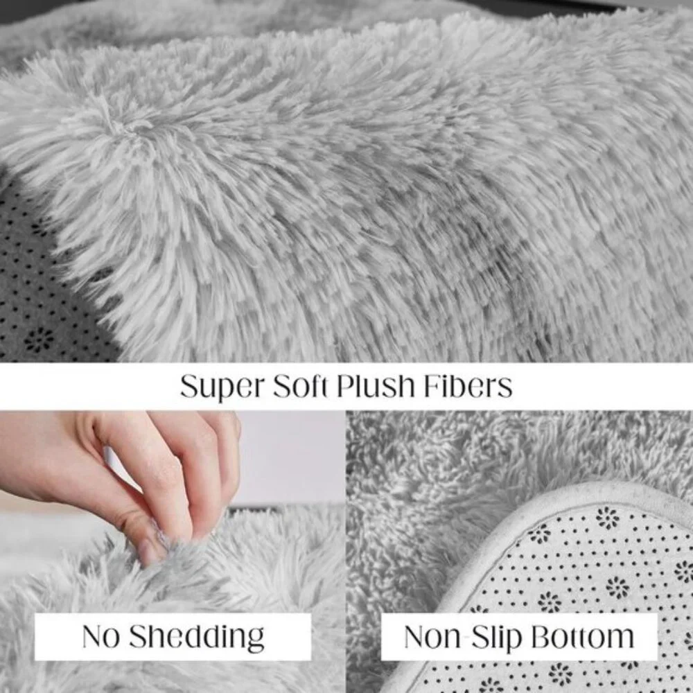 New 5x7 Ultra Soft Fluffy Rug, Tie-Dyed Grey Non-Slip Carpet for Home & Room
